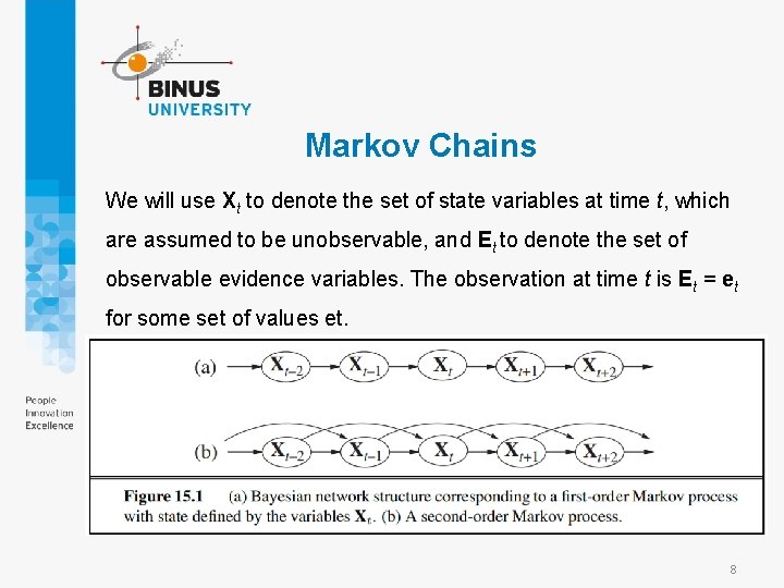 Markov Chains We will use Xt to denote the set of state variables at