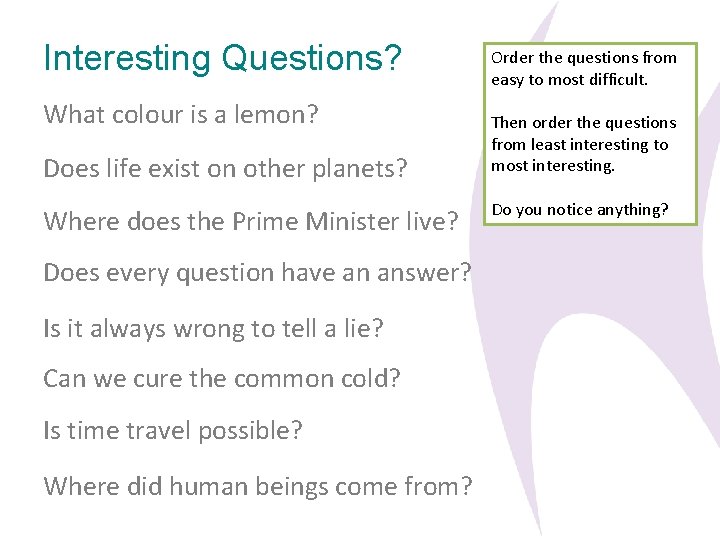 Interesting Questions? What colour is a lemon? Does life exist on other planets? Where