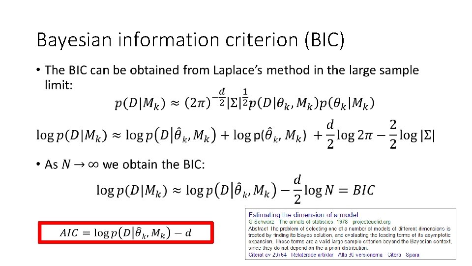 Bayesian information criterion (BIC) • 