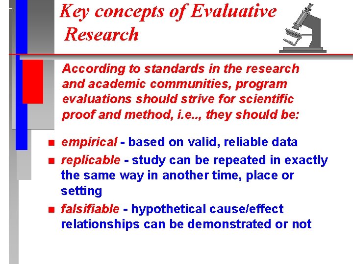 Key concepts of Evaluative Research According to standards in the research and academic communities, Key concepts of Evaluative Research According to standards in the research and academic communities,
