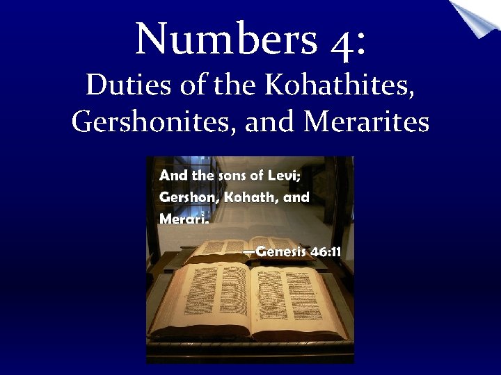 Numbers 4: Duties of the Kohathites, Gershonites, and Merarites 