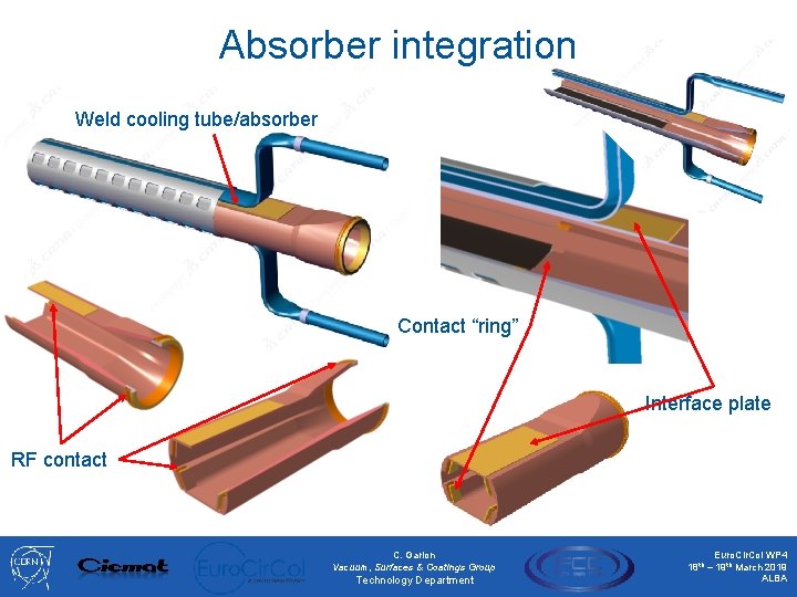 Absorber integration Weld cooling tube/absorber Contact “ring” Interface plate RF contact C. Garion Vacuum,