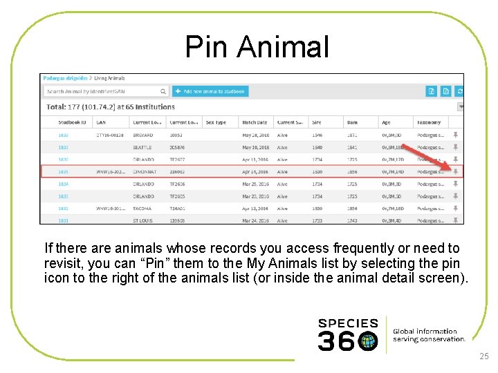 Pin Animal If there animals whose records you access frequently or need to revisit,