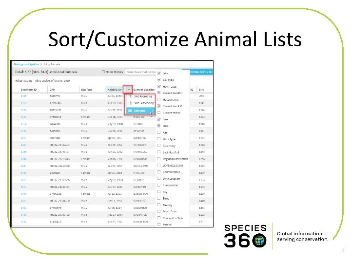 Sort/Customize Animal Lists 8 