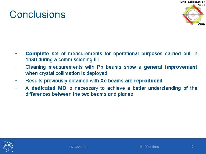 Conclusions • • Complete set of measurements for operational purposes carried out in 1