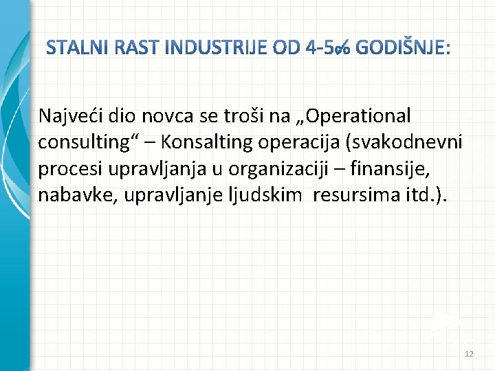 Najveći dio novca se troši na „Operational consulting“ – Konsalting operacija (svakodnevni procesi upravljanja