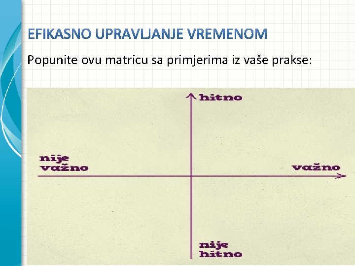 Popunite ovu matricu sa primjerima iz vaše prakse: 29 