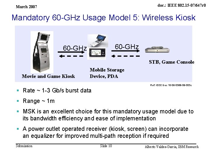 IBM Research March 2007 doc. : IEEE 802. 15 -07/647 r 0 Mandatory 60