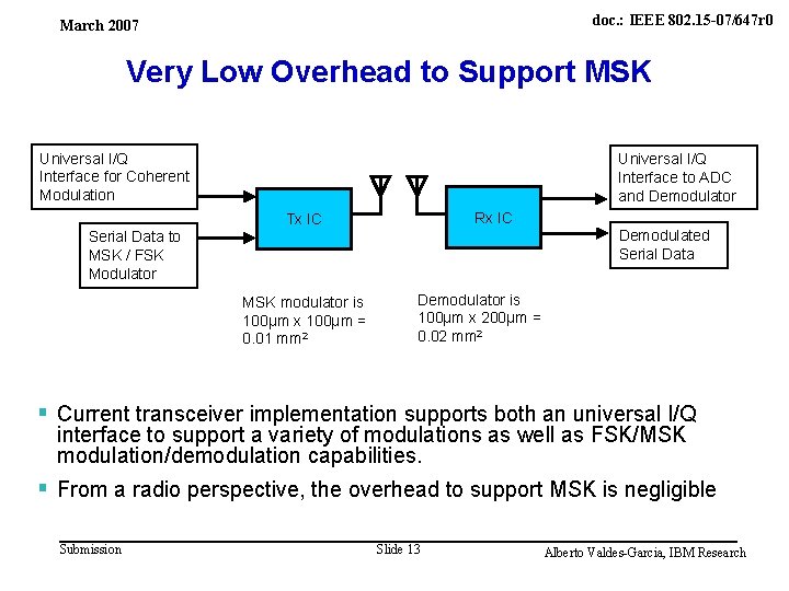 IBM Research March 2007 doc. : IEEE 802. 15 -07/647 r 0 Very Low