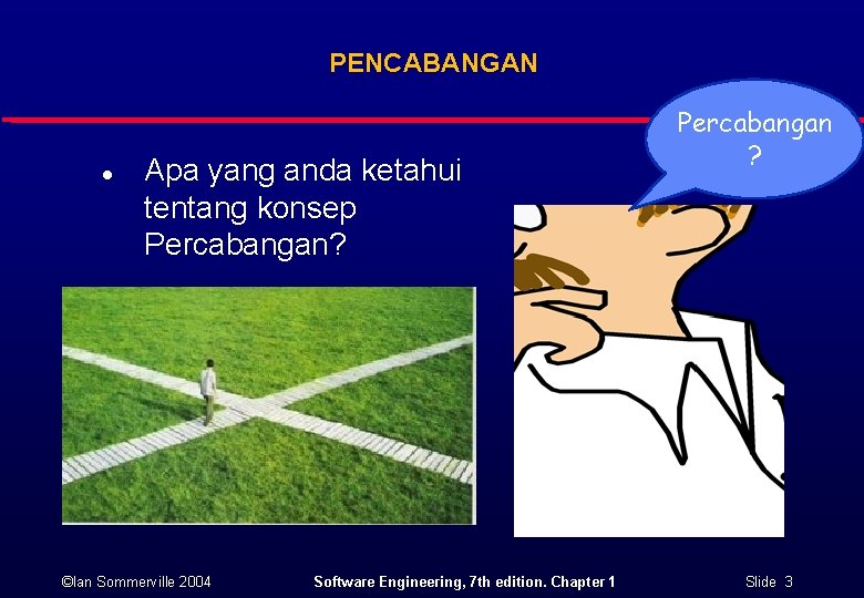 PENCABANGAN l Apa yang anda ketahui tentang konsep Percabangan? ©Ian Sommerville 2004 Software Engineering, PENCABANGAN l Apa yang anda ketahui tentang konsep Percabangan? ©Ian Sommerville 2004 Software Engineering,
