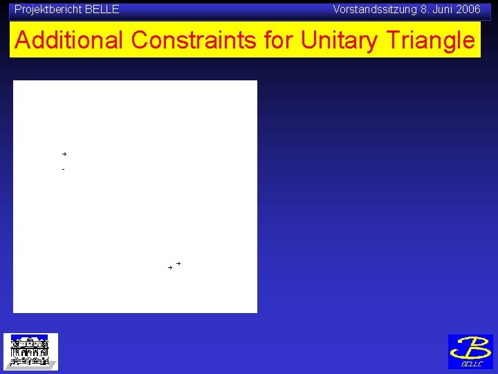 Projektbericht BELLE Vorstandssitzung 8. Juni 2006 Additional Constraints for Unitary Triangle 