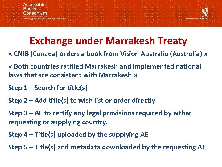 Exchange under Marrakesh Treaty « CNIB (Canada) orders a book from Vision Australia (Australia)