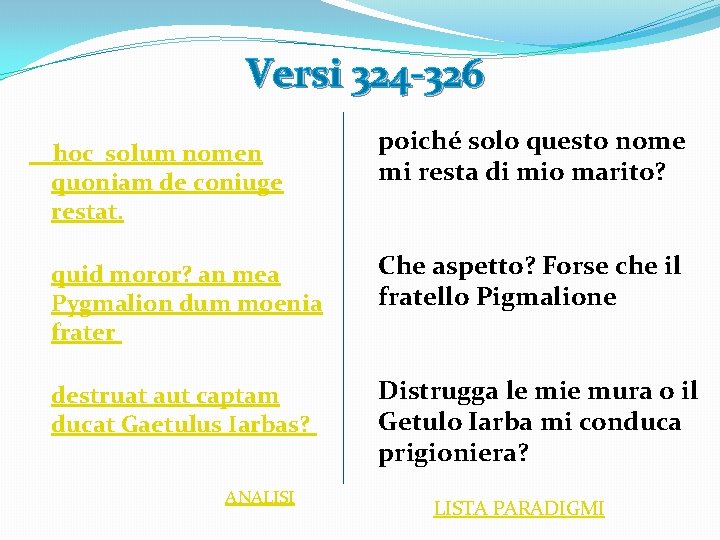 Versi 324 -326 hoc solum nomen quoniam de coniuge restat. poiché solo questo nome