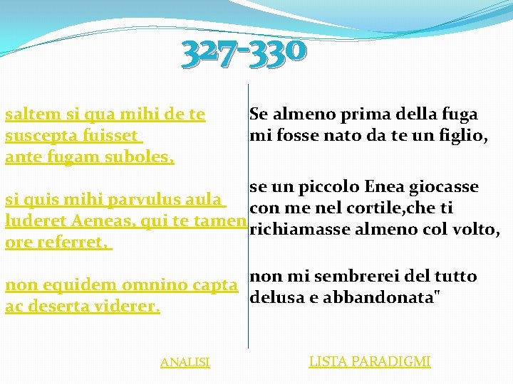 327 -330 saltem si qua mihi de te suscepta fuisset ante fugam suboles, Se