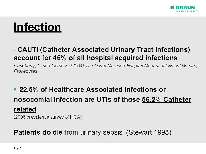 Infection CAUTI (Catheter Associated Urinary Tract Infections) account for 45% of all hospital acquired