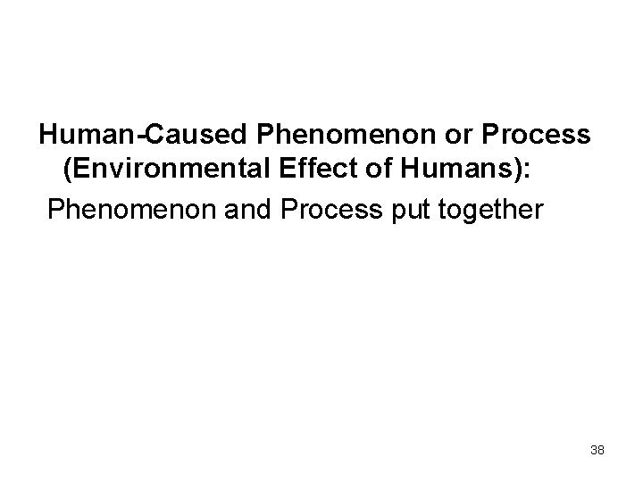 Human-Caused Phenomenon or Process (Environmental Effect of Humans): Phenomenon and Process put together 38