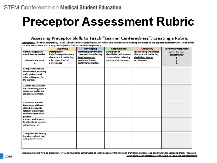 Preceptor Assessment Rubric 