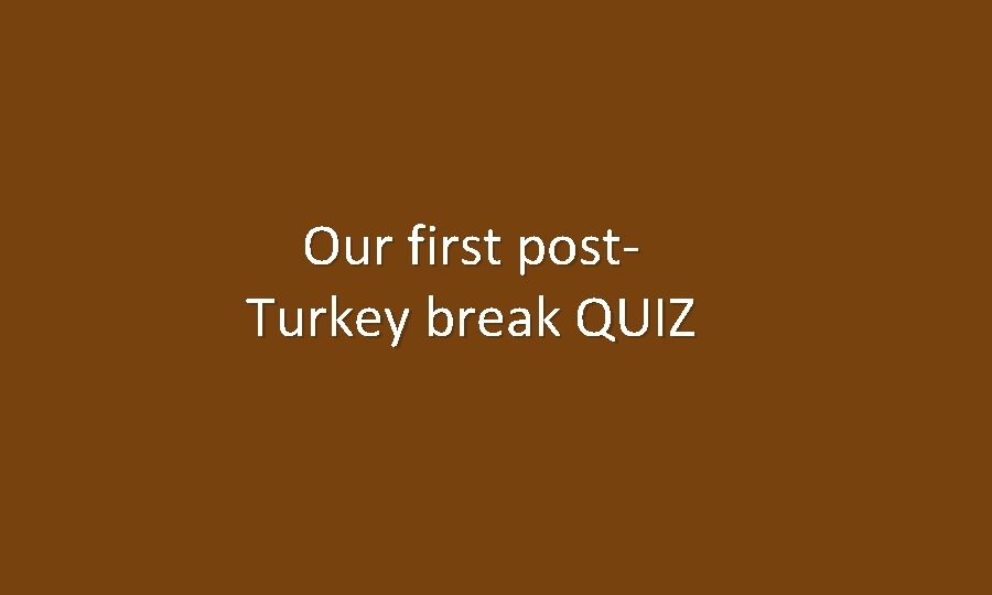 Our first post. Turkey break QUIZ 