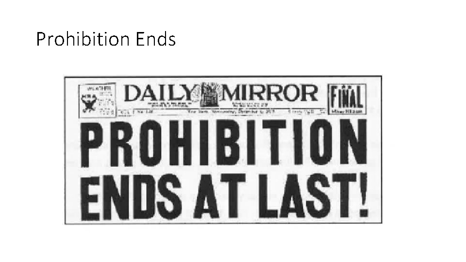 Prohibition Ends 