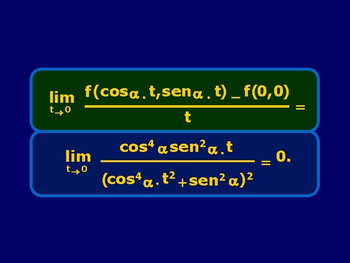 lim f (cos t, sen t) - f(0, 0) = t® 0 t lim