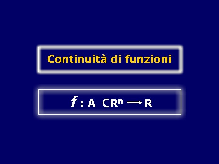 Continuità di funzioni Rn f: A R 