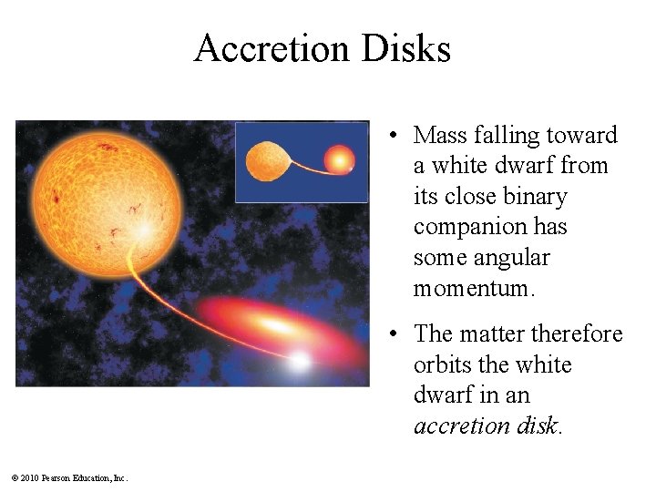 Accretion Disks • Mass falling toward a white dwarf from its close binary companion