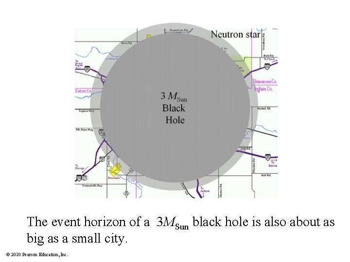 The event horizon of a 3 MSun black hole is also about as big