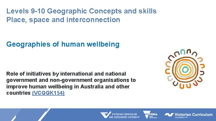 Levels 9 -10 Geographic Concepts and skills Place, space and interconnection Geographies of human