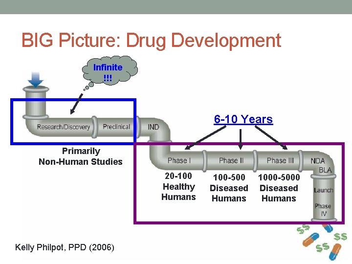 BIG Picture: Drug Development Infinite !!! 6 -10 Years Primarily Non-Human Studies 20 -100