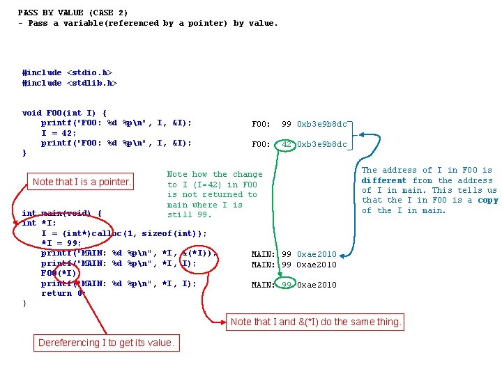 PASS BY VALUE (CASE 2) - Pass a variable(referenced by a pointer) by value. PASS BY VALUE (CASE 2) - Pass a variable(referenced by a pointer) by value.