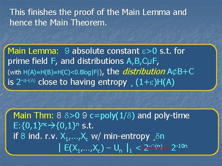This finishes the proof of the Main Lemma and hence the Main Theorem. Main