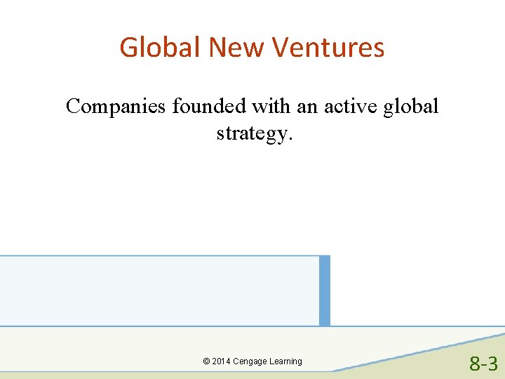 Global New Ventures Companies founded with an active global strategy. © 2014 Cengage Learning