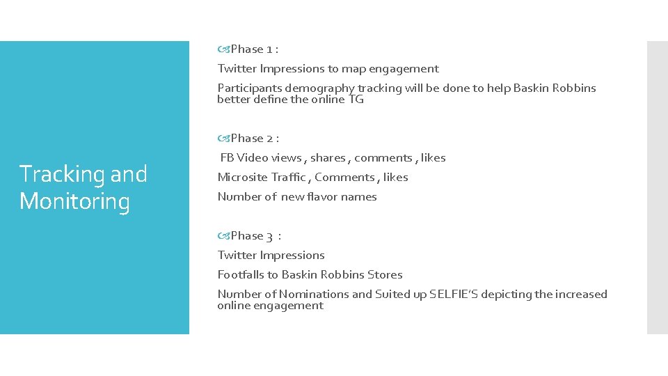  Phase 1 : Twitter Impressions to map engagement Participants demography tracking will be