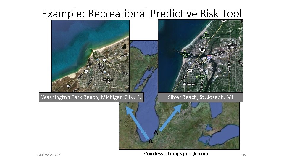 Example: Recreational Predictive Risk Tool Washington Park Beach, Michigan City, IN Silver Beach, St.
