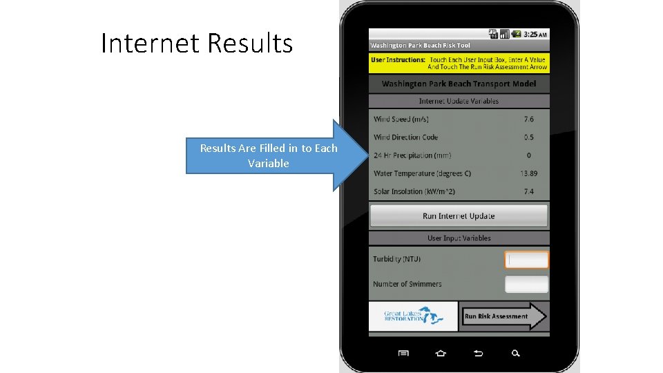 Internet Results Are Filled in to Each Variable 