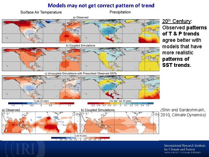 Models may not get correct pattern of trend 20 th Century: Observed patterns of