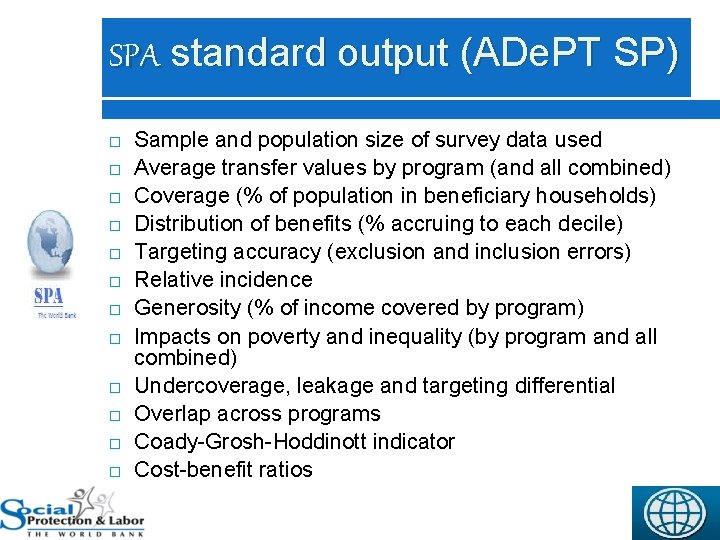 SPA standard output (ADe. PT SP) 13 Sample and population size of survey data