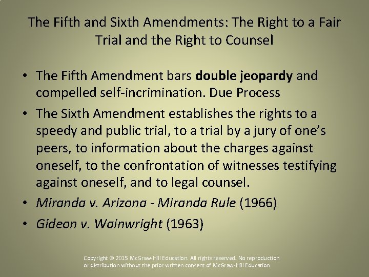 The Fifth and Sixth Amendments: The Right to a Fair Trial and the Right