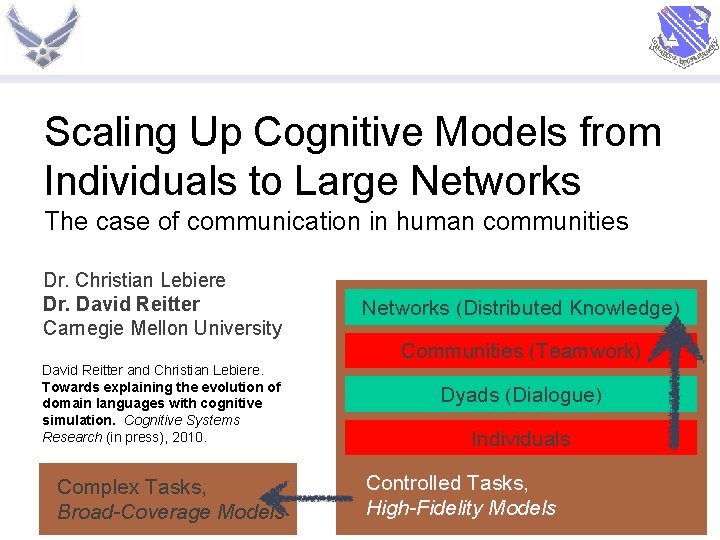 Scaling Up Cognitive Models from Individuals to Large Networks The case of communication in