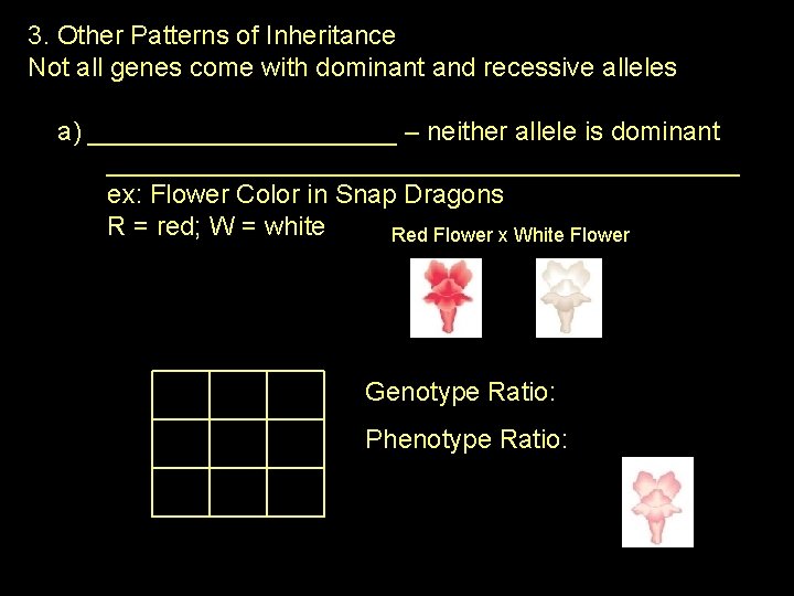3. Other Patterns of Inheritance Not all genes come with dominant and recessive alleles
