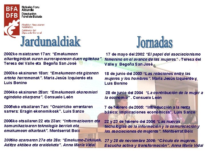 2002 ko maiatzaren 17 an: “Emakumeen 17 de mayo del 2002 “El papel del