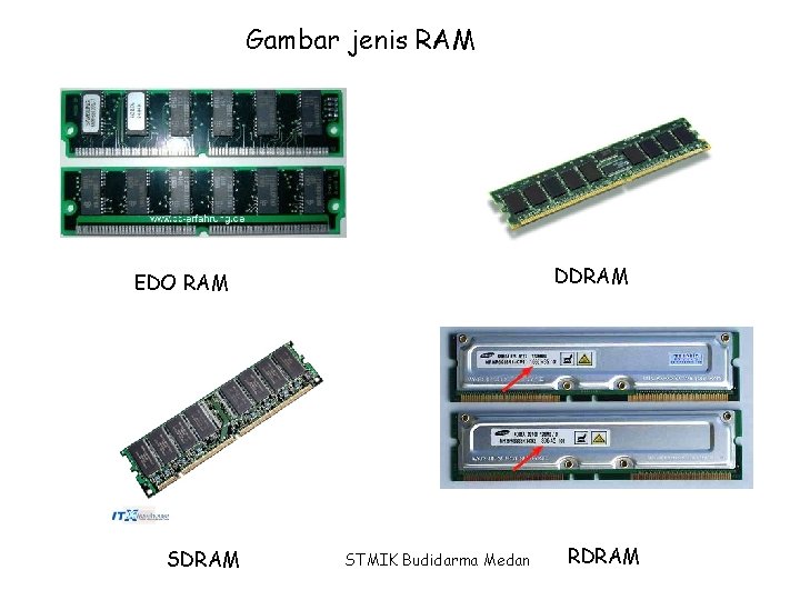 Gambar jenis RAM DDRAM EDO RAM SDRAM STMIK Budidarma Medan RDRAM 