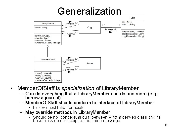 Generalization • Member. Of. Staff is specialization of Library. Member – Can do everything
