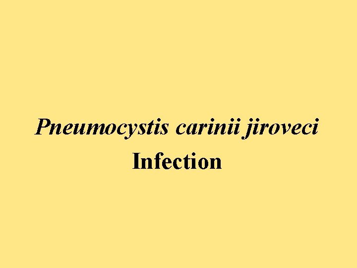 Pneumocystis carinii jiroveci Infection 