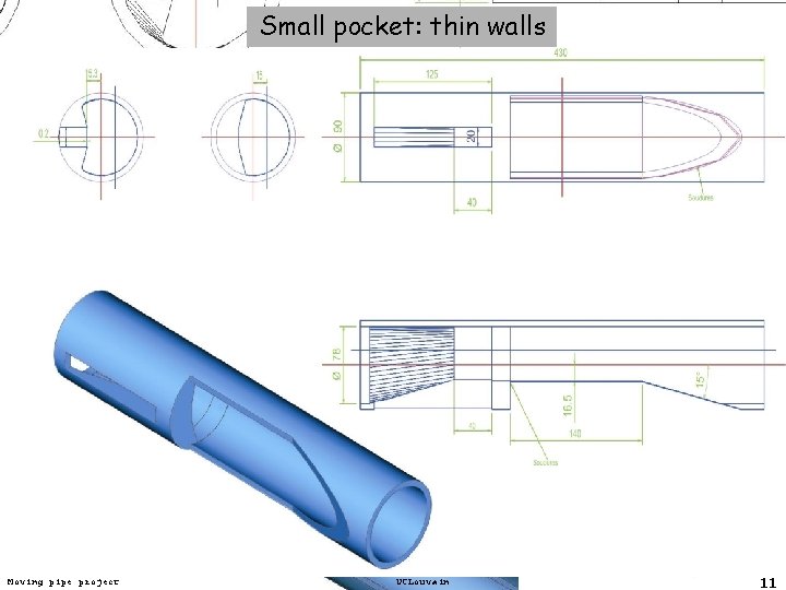 Small pocket: thin walls Moving pipe project UCLouvain 11 