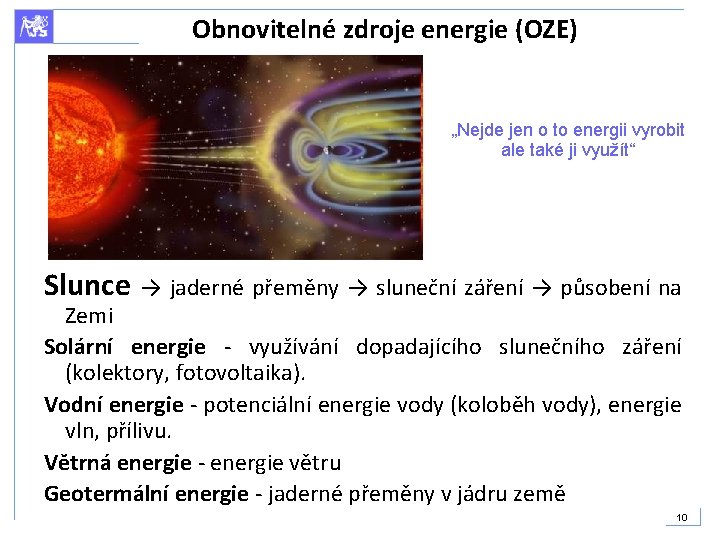 Obnovitelné zdroje energie (OZE) „Nejde jen o to energii vyrobit ale také ji využít“