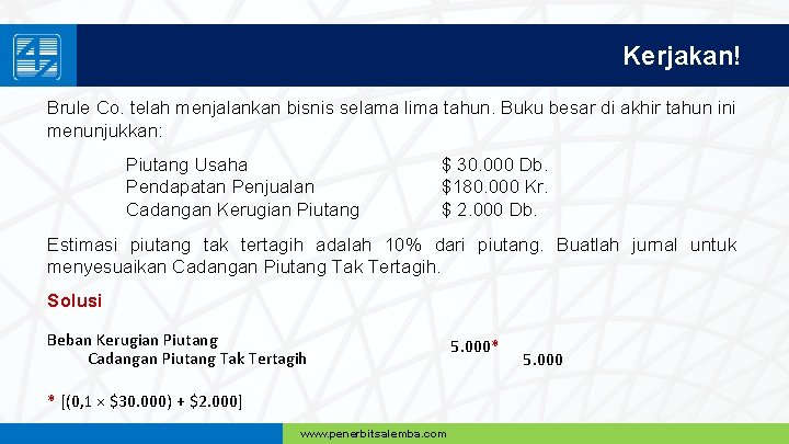 Kerjakan! Brule Co. telah menjalankan bisnis selama lima tahun. Buku besar di akhir tahun