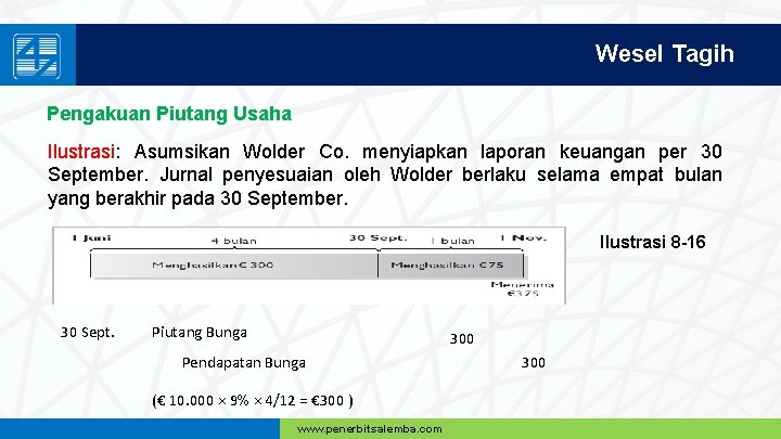 Wesel Tagih Pengakuan Piutang Usaha Ilustrasi: Asumsikan Wolder Co. menyiapkan laporan keuangan per 30