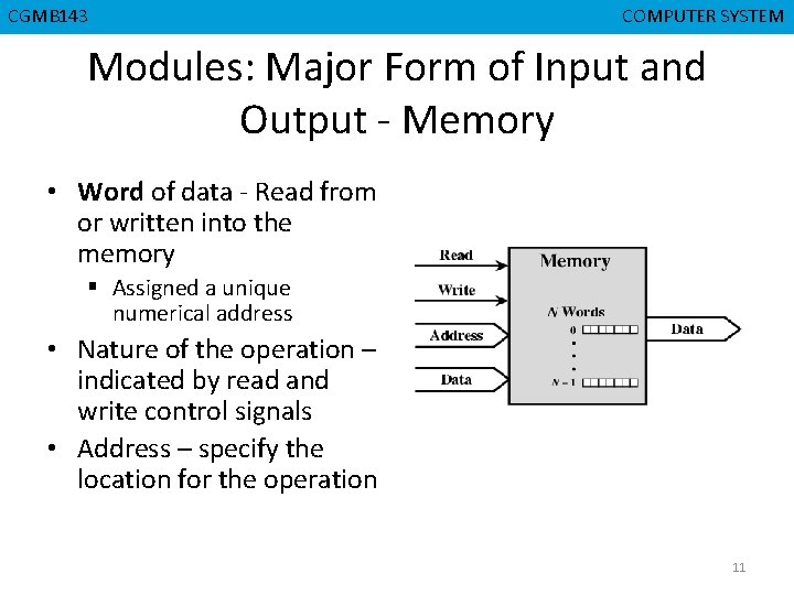 CGMB 143 CMPD 223 COMPUTER SYSTEM COMPUTER ORGANIZATION Modules: Major Form of Input and