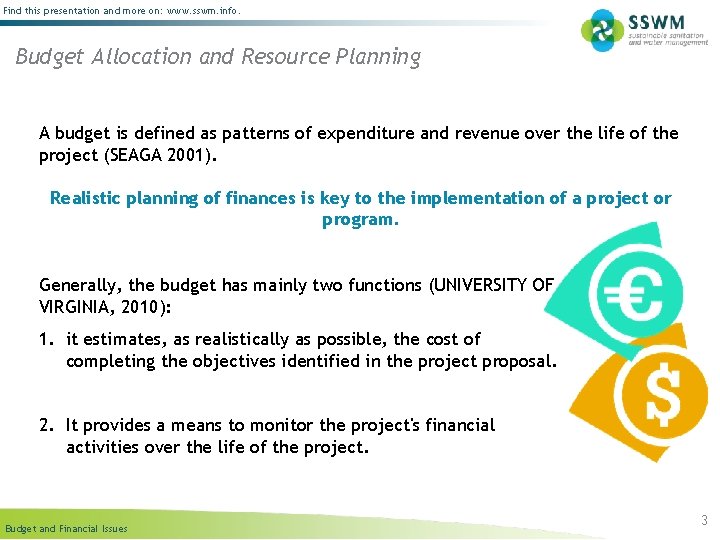 Find this presentation and more on: www. sswm. info. Budget Allocation and Resource Planning